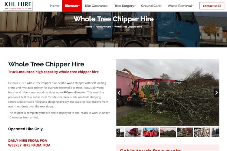whole tree chipper hire